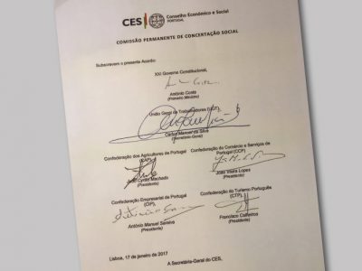 Acordo está assinado pelos parceiros sociais