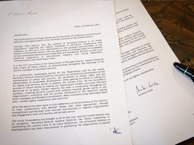 Liderança de António Guterres representa “força” e “esperança” para as causas comuns da humanidade